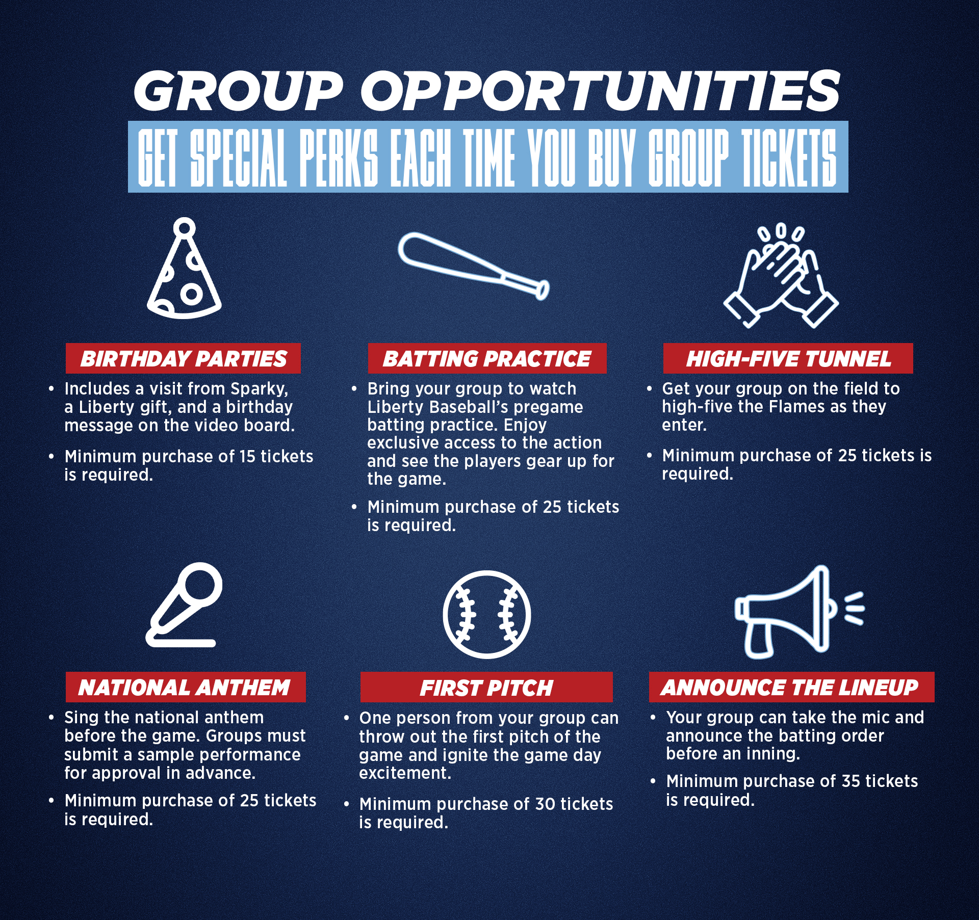 Baseball Group Opportunities - Get special perks each time you buy group tickets