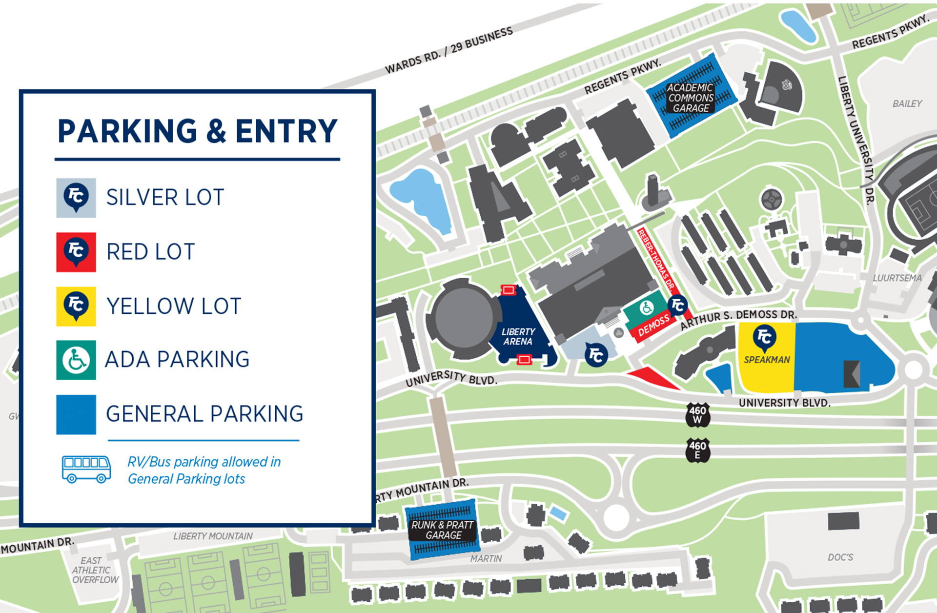 Liberty Basketball Parking Map