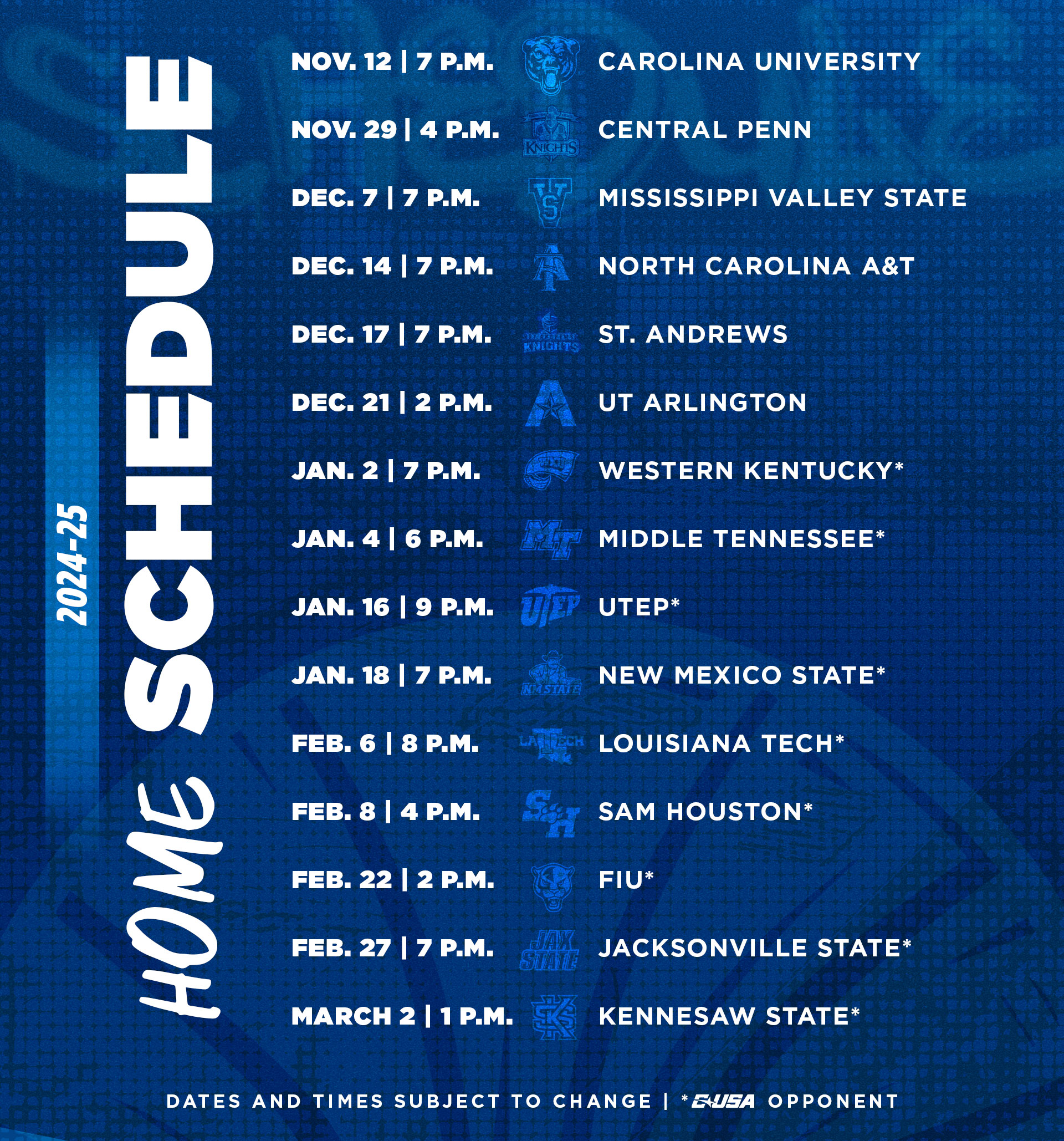 Home Schedule: Click for more