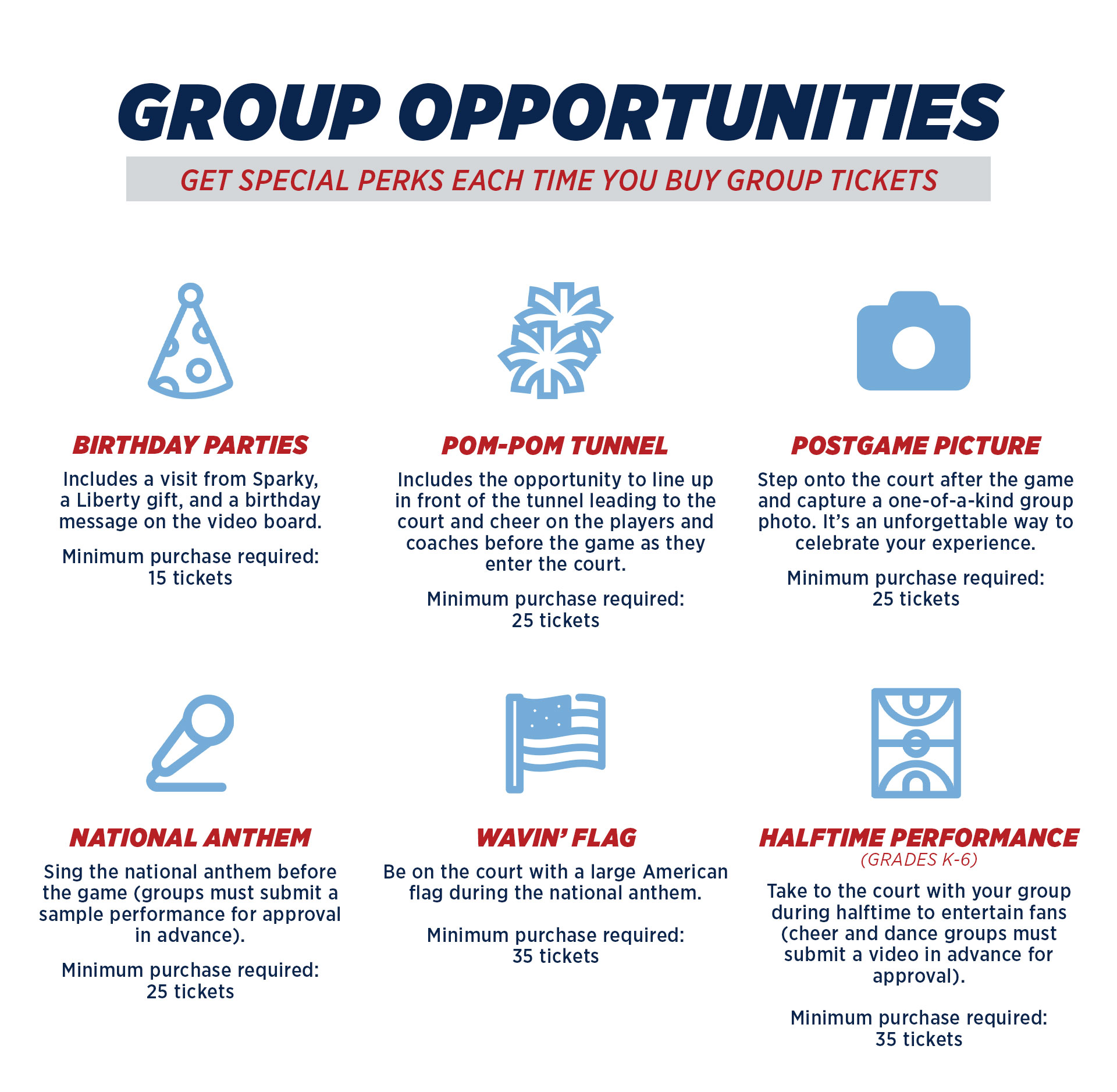 Group Opportunities! Upgrade your game day experience. Call the Liberty Ticket Office at 434-592-5015 for more information!