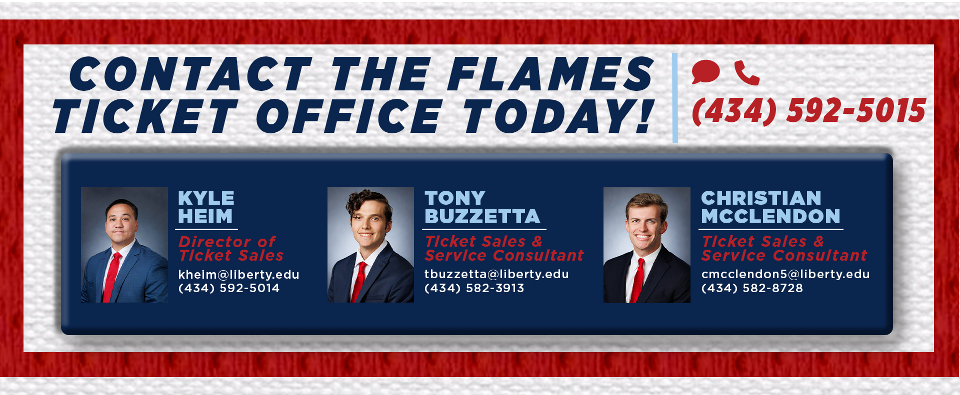 Contact the FLames Ticket Office Today at 434-592-5015