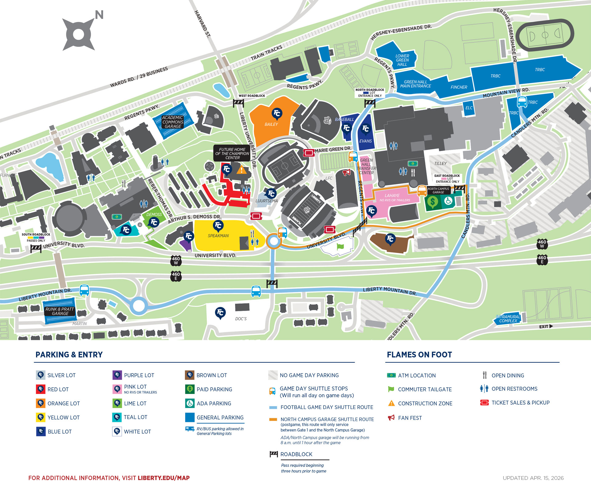 Liberty University Football Parking Map