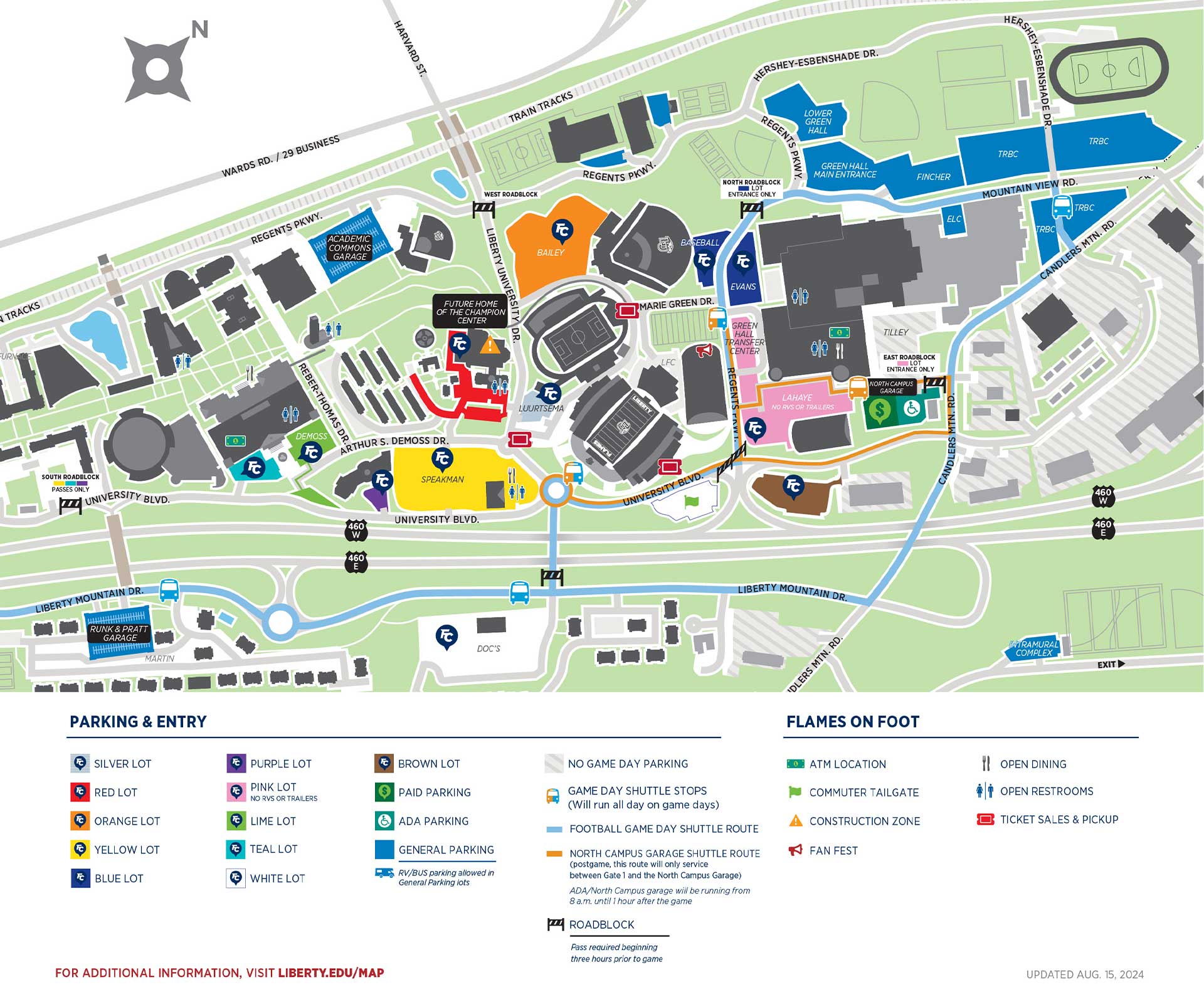 Liberty FLames Parking Map