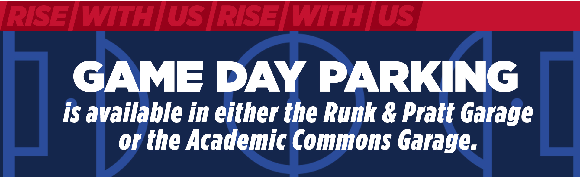 Free game day parking available in the runk and pratt or academic commons garage